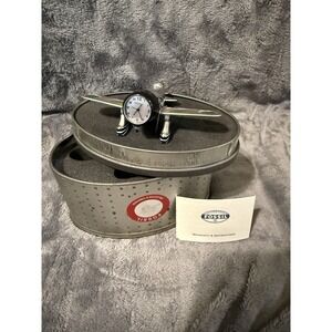 FOSSIL Airplane 54 Desk Clock in Collectible Tin Limited Edition w/Instructions
